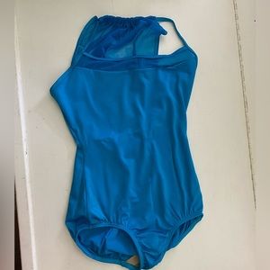 Teal sheer back leotard